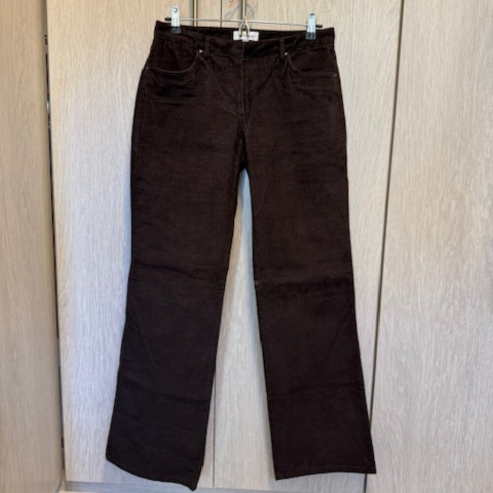Calvin Klein Wide Leg Chocolate Brown Corduroy Trousers in Size 4
